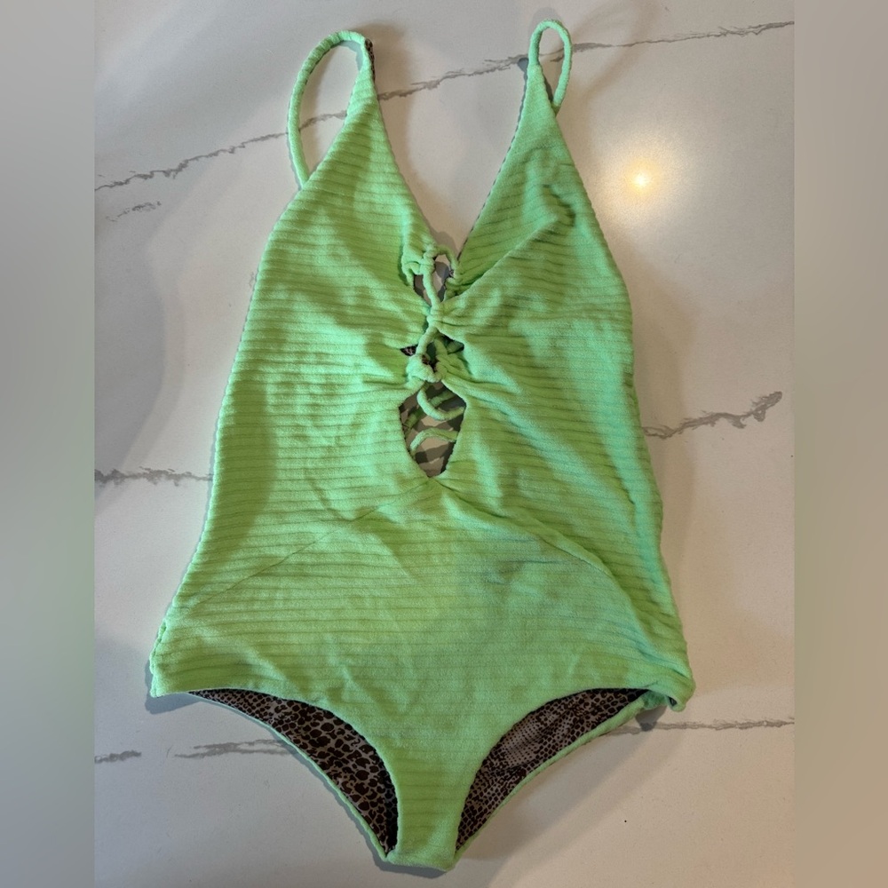 • ACACIA • Green Ribbed One-Piece Swimsuit